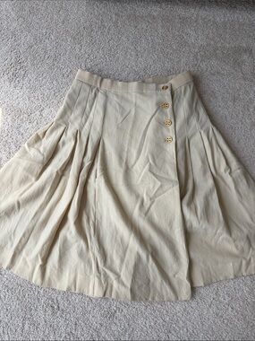 Burberry Cream A-Line Skirt with Gold Buttons